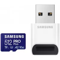 Карта памяти microSD 512Gb Samsung Pro Plus UHS-I/U3 Class 10 + Reader (MB-MD512SB/WW)