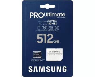 Карта пам'яті microSD 512Gb Samsung PRO Ultimate UHS-I U3 V30 A2 + SD адаптер (MB-MY512SA/WW)