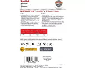 Карта памяти microSD 512Gb SanDisk Extreme class 10 V30 U3 A2 + SD адаптер (SDSQXAV-512G-GN6MA)