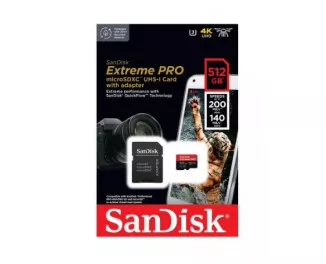 Карта пам'яті microSD 512Gb SanDisk Extreme PRO + SD адаптер (SDSQXCD-512G-GN6MA)