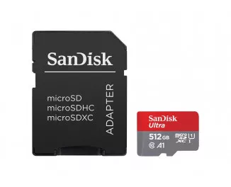 Карта памяти microSD 512Gb SanDisk Ultra class 10 A1 + SD адаптер (SDSQUAC-512G-GN6MA)