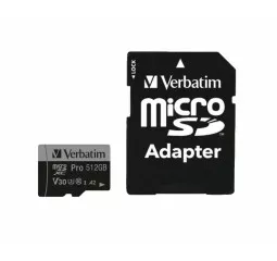 Карта памяти microSD 512Gb Verbatim PRO class 10 UHS-III + SD адаптер (47046)