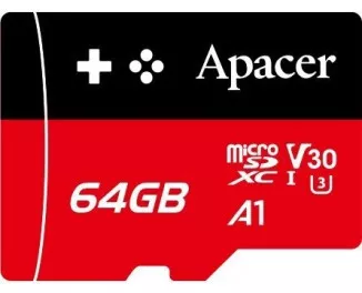 Карта памяти microSD 64Gb Apacer C10 UHS-I U3 A1 (AP64GMCSX10U7-RAGC)