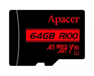 Карта пам'яті microSD 64Gb Apacer class 10 V10 A1 UHS-1 (AP64GMCSX10UB-RA)