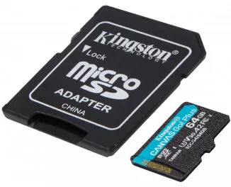 Карта памяти microSD 64Gb Kingston Canvas Go! Plus C10 UHS-I U3 A2 V30 + SD-адаптер (SDCG4/64GB)