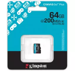 Карта памяти microSD 64Gb Kingston Canvas Go! Plus C10 UHS-I U3 A2 V30 (SDCG4/64GBSP)