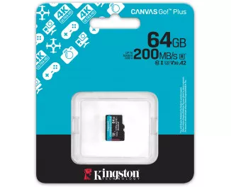 Карта памяти microSD 64Gb Kingston Canvas Go! Plus C10 UHS-I U3 A2 V30 (SDCG4/64GBSP)