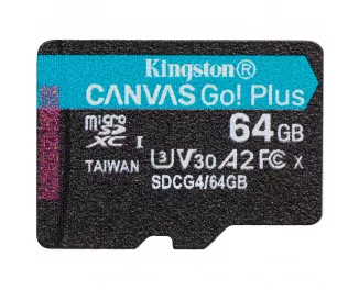 Карта памяти microSD 64Gb Kingston Canvas Go! Plus C10 UHS-I U3 A2 V30 (SDCG4/64GBSP)