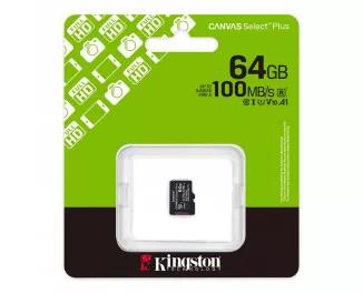 Карта памяти microSD 64Gb Kingston Canvas Select Plus Gen3 C10 UHS-I A1 V10 (SDCS3/64GBSP)