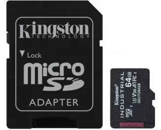 Карта памяти microSD 64Gb Kingston Industrial class 10 UHS-I V30 A1 + SD адаптер (SDCIT2/64GB)