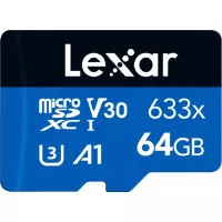 Карта памяти microSD 64Gb Lexar High Performance 633x UHS-I U3 V30 A1 Class 10 + SD адаптер (LMS0633064G-BNNNG)