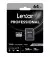 Карта памяти microSD 64Gb Lexar Professional 1066x Silver class 10 UHS-I + SD адаптер (LMS1066064G-BNANG)