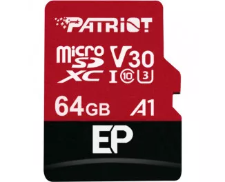 Карта пам'яті microSD 64Gb Patriot EP Series UHS-I U3 V30 A1 EP + SD адаптер (PEF64GEP31MCX)