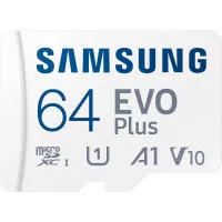 Карта памяти microSD 64Gb Samsung EVO Plus Class 10 UHS-I U3 V10 A1 + SD адаптер (MB-MC64KA/EU)