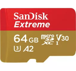 Карта пам'яті microSD 64Gb SanDisk Extreme ActionCam + SD адаптер (SDSQXAH-064G-GN6AA)