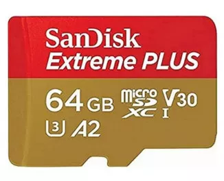 Карта памяти microSD 64Gb SanDisk Extreme Plus + SD адаптер (SDSQXBU-064G-GN6MA)
