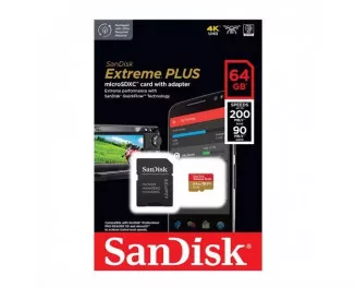 Карта пам'яті microSD 64Gb SanDisk Extreme Plus + SD адаптер (SDSQXBU-064G-GN6MA)