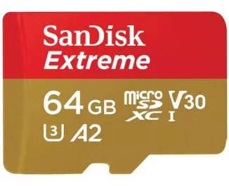 Карта пам'яті microSD 64Gb SanDisk Extreme UHS-I U3 V30 A2 (SDSQXAH-064G-GN6MN)