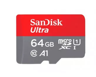 Карта пам'яті microSD 64Gb SanDisk Ultra class 10 A1 + SD адаптер (SDSQUAB-064G-GN6MN)