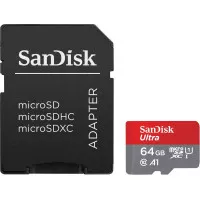 Карта памяти microSD 64Gb SanDisk Ultra class 10 A1 UHS-1 + SD адаптер (SDSQUAB-064G-GN6MA)