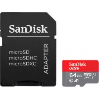 Карта памяти microSD 64Gb SanDisk Ultra (UHS-1) class 10 A1 + SD адаптер (SDSQUAB-064G-GN6IA)