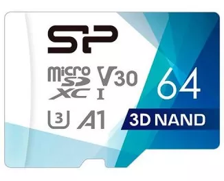 Карта памяти microSD 64Gb Silicon Power Superior Color + SD адаптер (SP064GBSTXDU3V20AB)