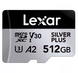 Карта пам'яті mocroSD 512Gb Lexar Professional Silver Plus UHS-I U3 V30 A2 Class 10 (LMSSIPL512G-BNANG)