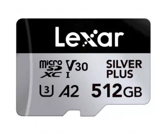 Карта пам'яті mocroSD 512Gb Lexar Professional Silver Plus UHS-I U3 V30 A2 Class 10 (LMSSIPL512G-BNANG)