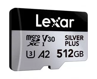Карта памяти mocroSD 512Gb Lexar Professional Silver Plus UHS-I U3 V30 A2 Class 10 (LMSSIPL512G-BNANG)