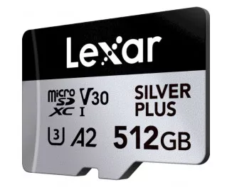 Карта памяти mocroSD 512Gb Lexar Professional Silver Plus UHS-I U3 V30 A2 Class 10 (LMSSIPL512G-BNANG)