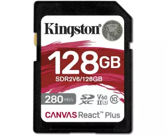 Карта пам'яті SD 128Gb Kingston Canvas React Plus C10 UHS-II U3 (SDR2V6/128GB)