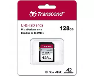 Карта памяти SD 128Gb Transcend 340S class 10 UHS-I U3 4K (TS128GSDC340S)