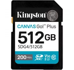 Карта пам'яті SD 512Gb Kingston Canvas Go! Plus class 10 A2 V30 UHS-1 U3 (SDG4/512GB)