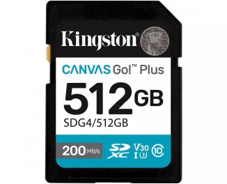 Карта пам'яті SD 512Gb Kingston Canvas Go! Plus class 10 A2 V30 UHS-1 U3 (SDG4/512GB)