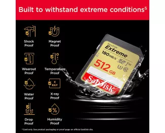 Карта памяти SD 512Gb SanDisk Extreme class 10 UHS-I U3 V30 (SDSDXVV-512G-GNCIN)