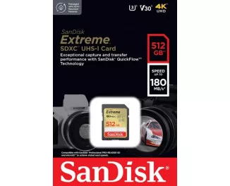 Карта памяти SD 512Gb SanDisk Extreme class 10 UHS-I U3 V30 (SDSDXVV-512G-GNCIN)