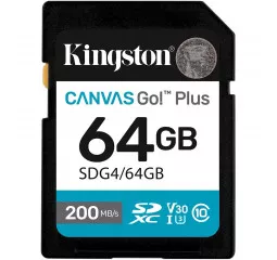 Карта пам'яті SD 64Gb Kingston Canvas Go! Plus class 10 A2 V30 UHS-1 U3 (SDG4/64GB)