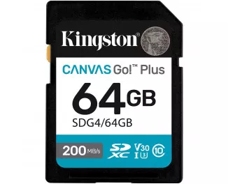 Карта пам'яті SD 64Gb Kingston Canvas Go! Plus class 10 A2 V30 UHS-1 U3 (SDG4/64GB)
