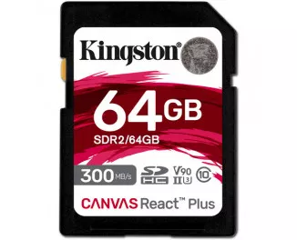 Карта пам'яті SD 64Gb Kingston Canvas React Plus class 10 UHS-II U3 (SDR2/64GB)