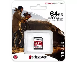 Карта пам'яті SD 64Gb Kingston Canvas React Plus class 10 UHS-II U3 (SDR2/64GB)
