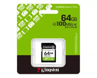 Карта памяти SD 64Gb Kingston Canvas Select Plus C10 UHS-I V10 (SDS3/64GB)