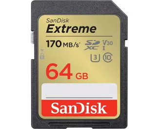 Карта пам'яті SD 64Gb SanDisk Extreme class 10 UHS-I U3 V30 (SDSDXV2-064G-GNCIN)