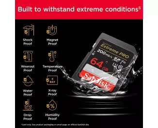 Карта памяти SD 64Gb SanDisk Extreme PRO class 10 UHS-I U3 V30 (SDSDXXU-064G-GN4IN)