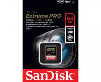 Карта пам'яті SD 64Gb SanDisk Extreme Pro UHS-II (SDSDXDK-064G-GN4IN)