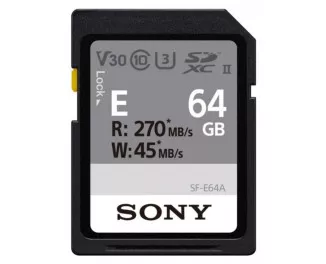 Карта памяти SD 64Gb Sony Entry C10 UHS-II U3 V30 (SFE64A.ET4)