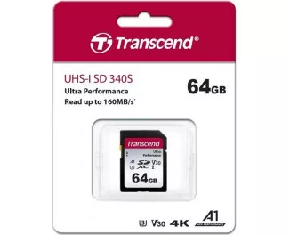 Карта памяти SD 64Gb Transcend Ultra performance C10 UHS-I U3 (TS64GSDC340S)