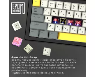 Клавиатура беспроводная Epomaker EK68 65 Flamingo Switch Hot-Swap RGB Wireless/Bluetooth/USB UA Black (EK68-B-F)