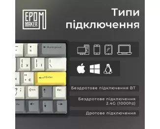 Клавиатура беспроводная Epomaker EP64 60 Mulan Switch Hot-Swap RGB Wireless/Bluetooth/USB UA Black (EP64-B-M)