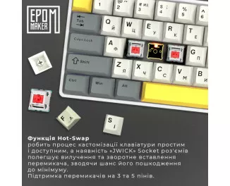 Клавиатура беспроводная Epomaker EP64 60 Mulan Switch Hot-Swap RGB Wireless/Bluetooth/USB UA White (EP64-W-M)