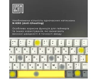 Клавиатура беспроводная Epomaker EP64 60 Mulan Switch Hot-Swap RGB Wireless/Bluetooth/USB UA White (EP64-W-M)